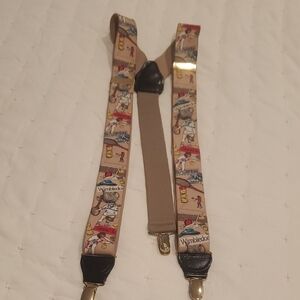 Wimbledon Themed Suspenders with Black and Tan Accents